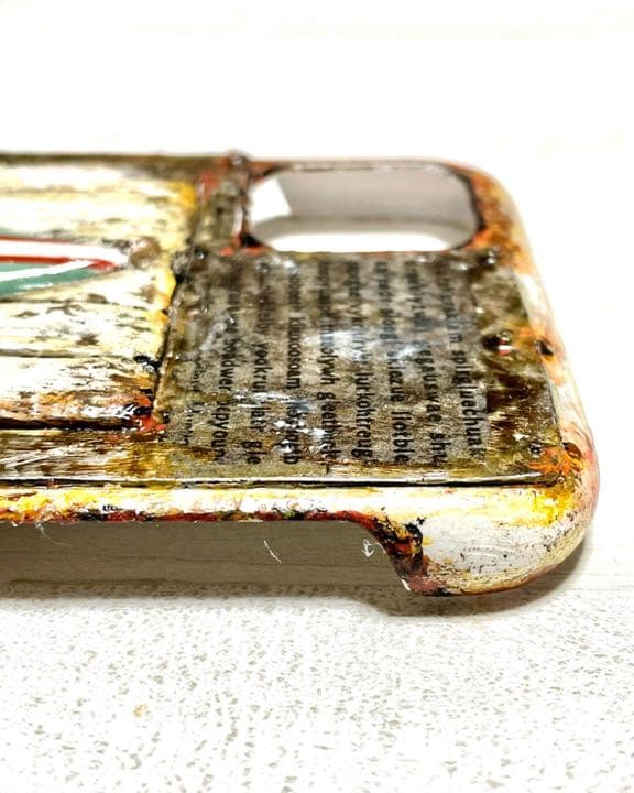 古材風サビ塗装サーフ&シャビーフラワースマホケース