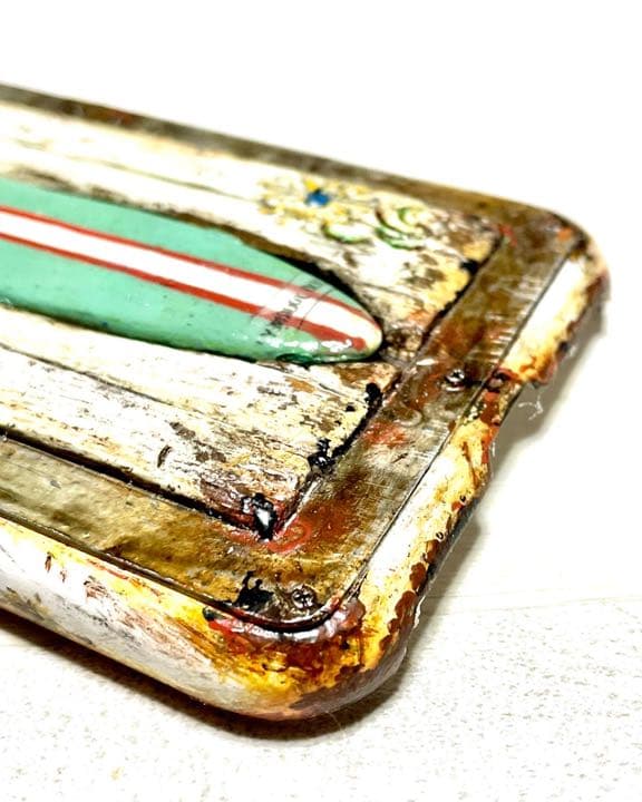 古材風サビ塗装サーフ&シャビーフラワースマホケース