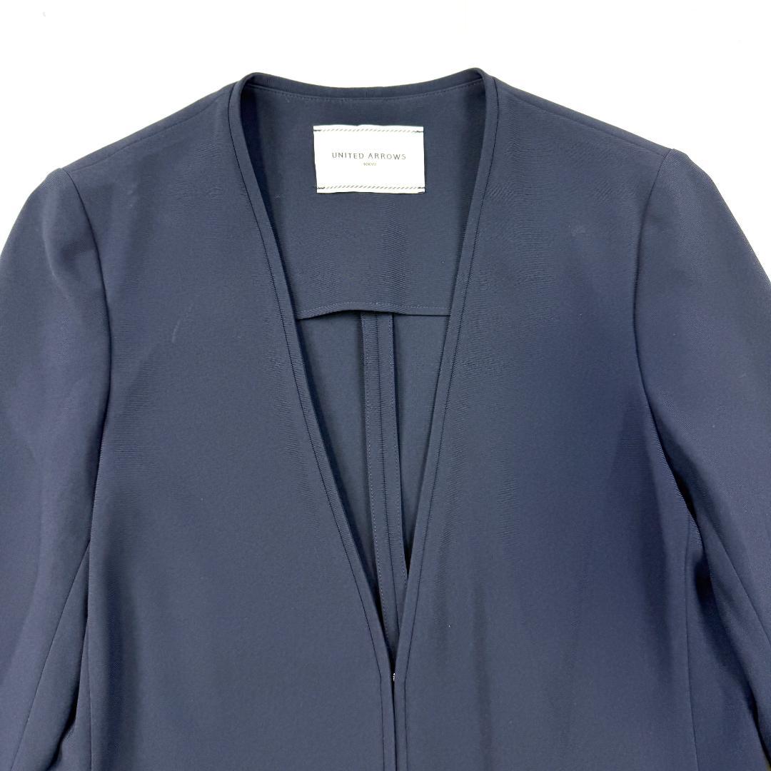 UNITED ARROWS ノーカラー セットアップ スーツ ネイビー 38 M