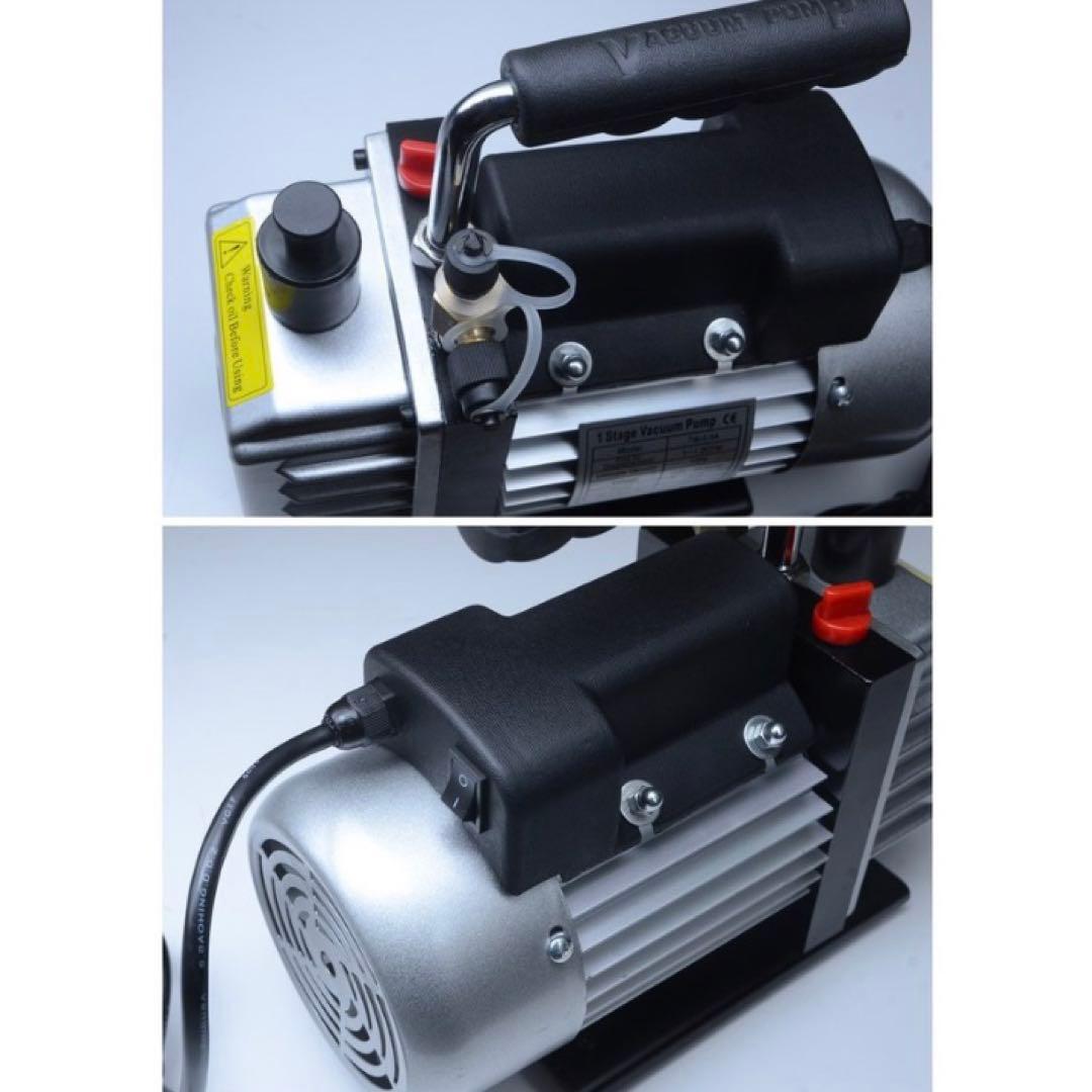 新品 エアコンガスチャージ 冷媒補充 マニホールドゲージ＆電動真空ポンプセット