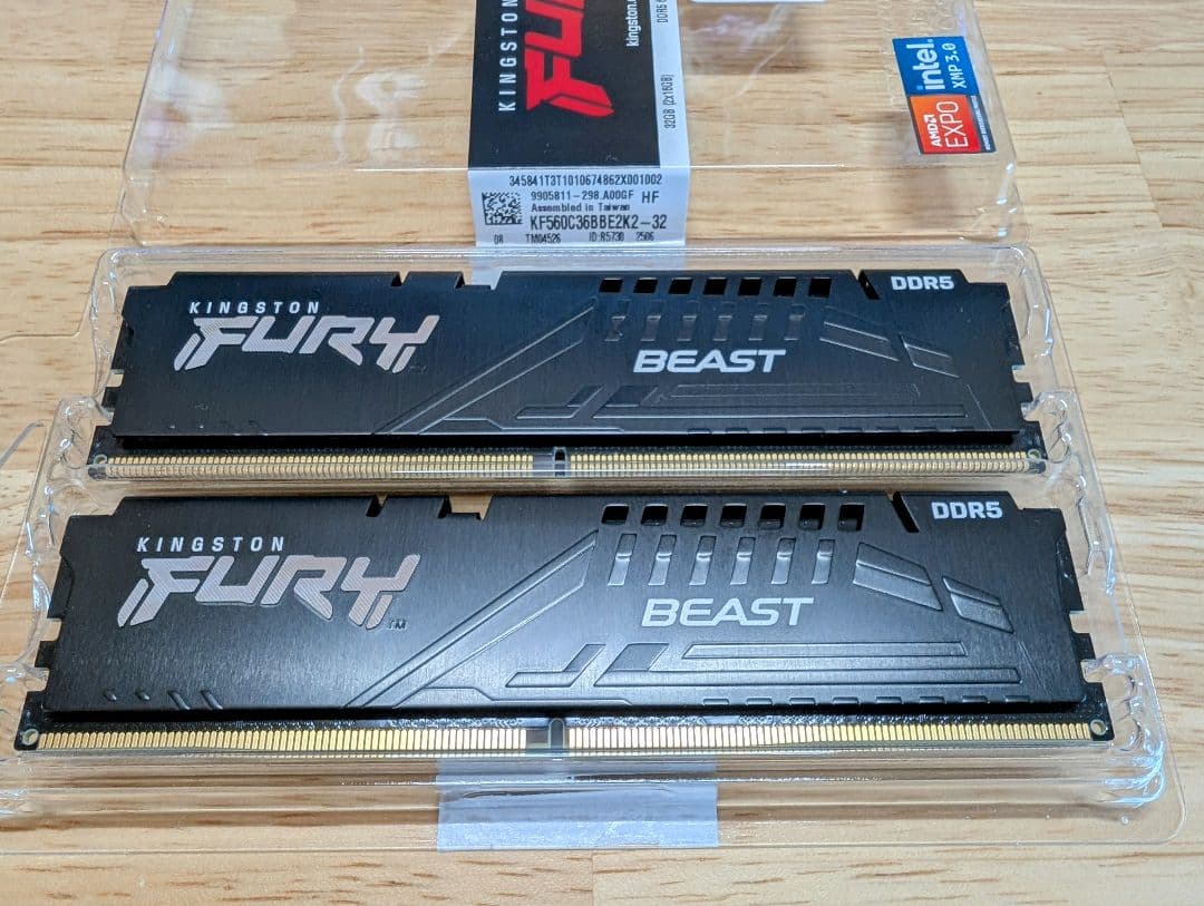 正規品 kingston DDR5-6000 KF560C36BBE2K2-32