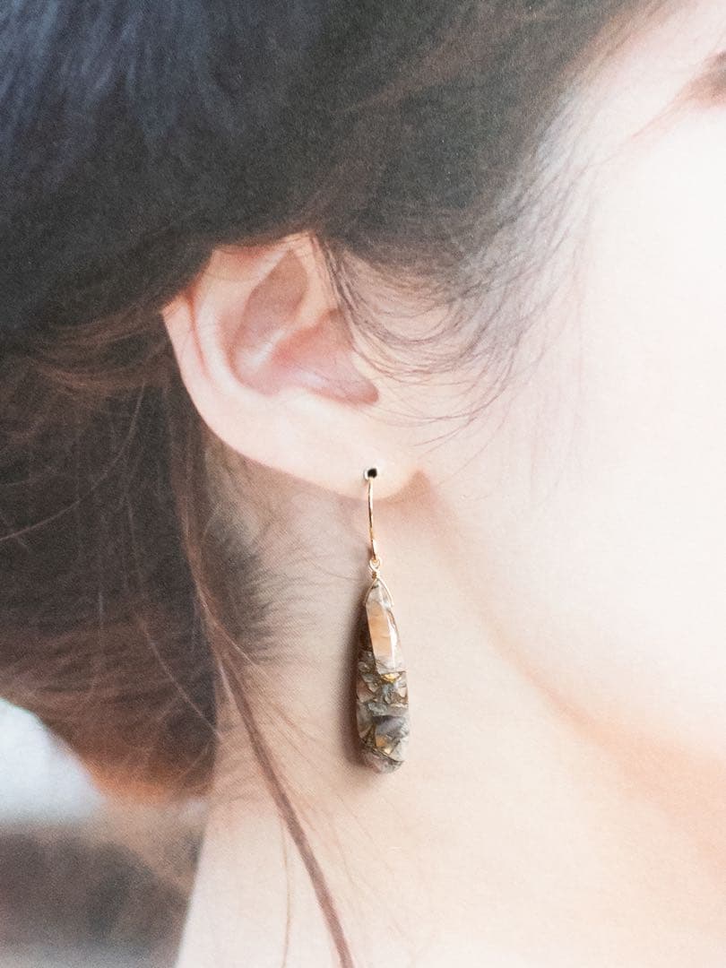 No.597✨天然石✨グァバクォーツコッパーの一粒ピアス　イヤリング