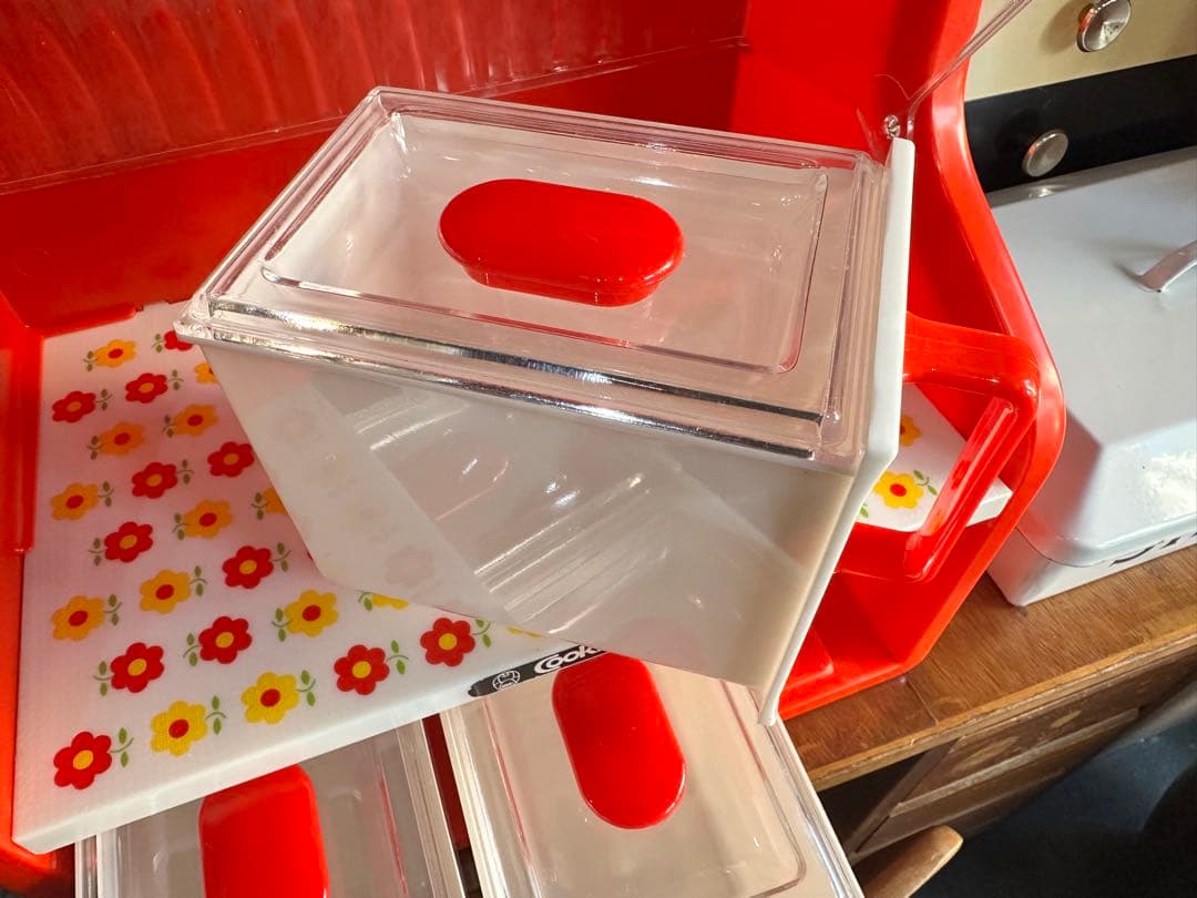 昭和レトロ　調味料入れ　調味料ストッカー　ダイエイ工業 レトロポップ 花柄