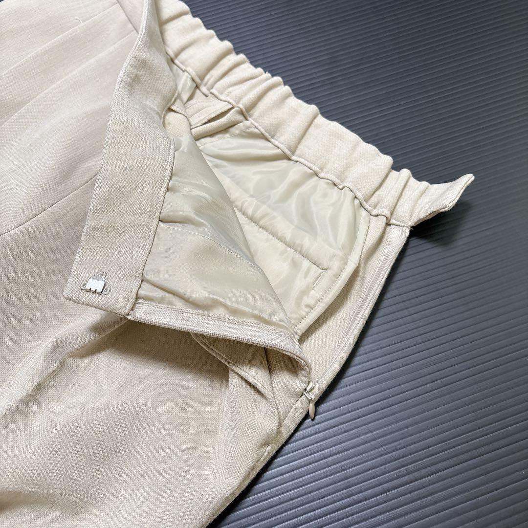 【グリーンレーベルリラクシング】パンツ　スーツ　リオペル　ベージュ　ダブル