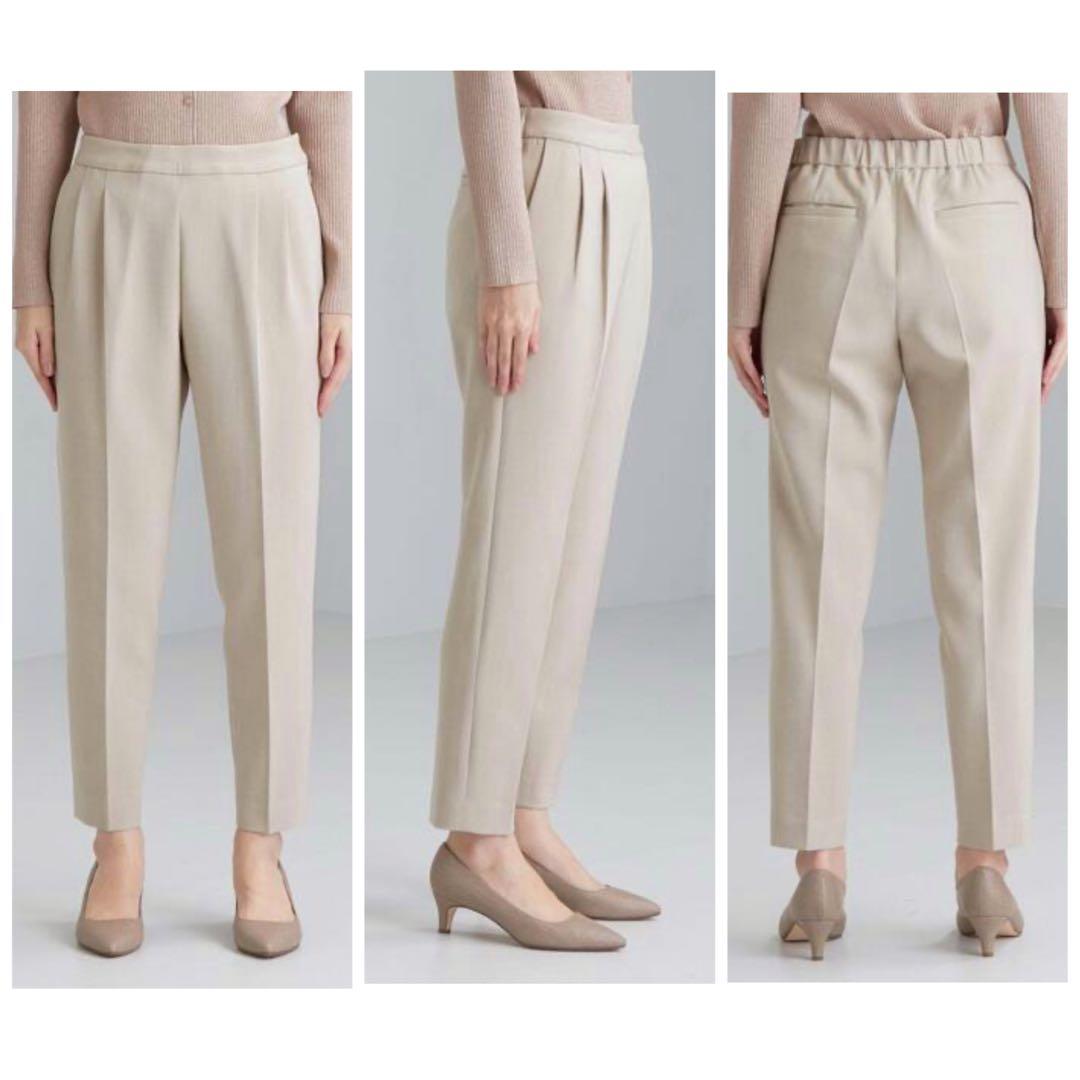 【グリーンレーベルリラクシング】パンツ　スーツ　リオペル　ベージュ　ダブル