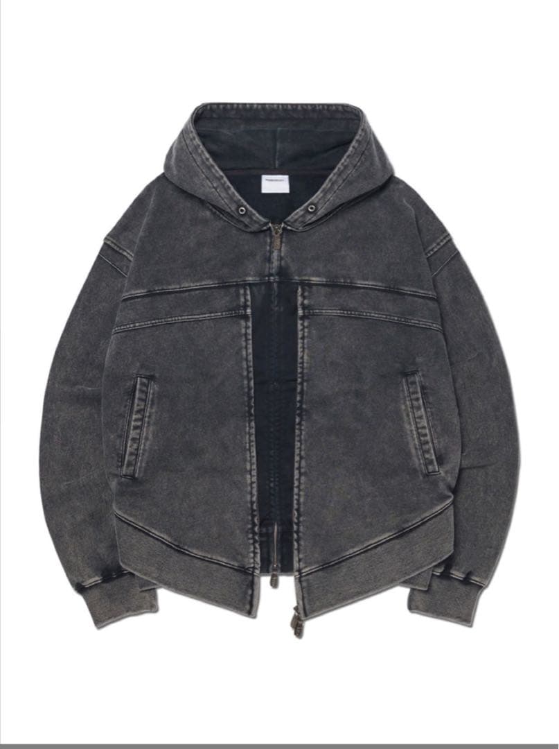 ノーマニュアル NOMANUAL ビンテージジップアップパーカー L ブラック