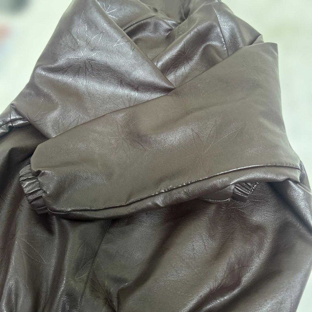 【美品】HUF ハフ フェイクレザー プラントリーフ パーカー ブルゾン XL