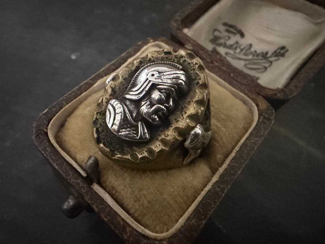 激渋　希少　ヴィンテージ　リング　アンティーク　メキシコ　ブラス　シルバー