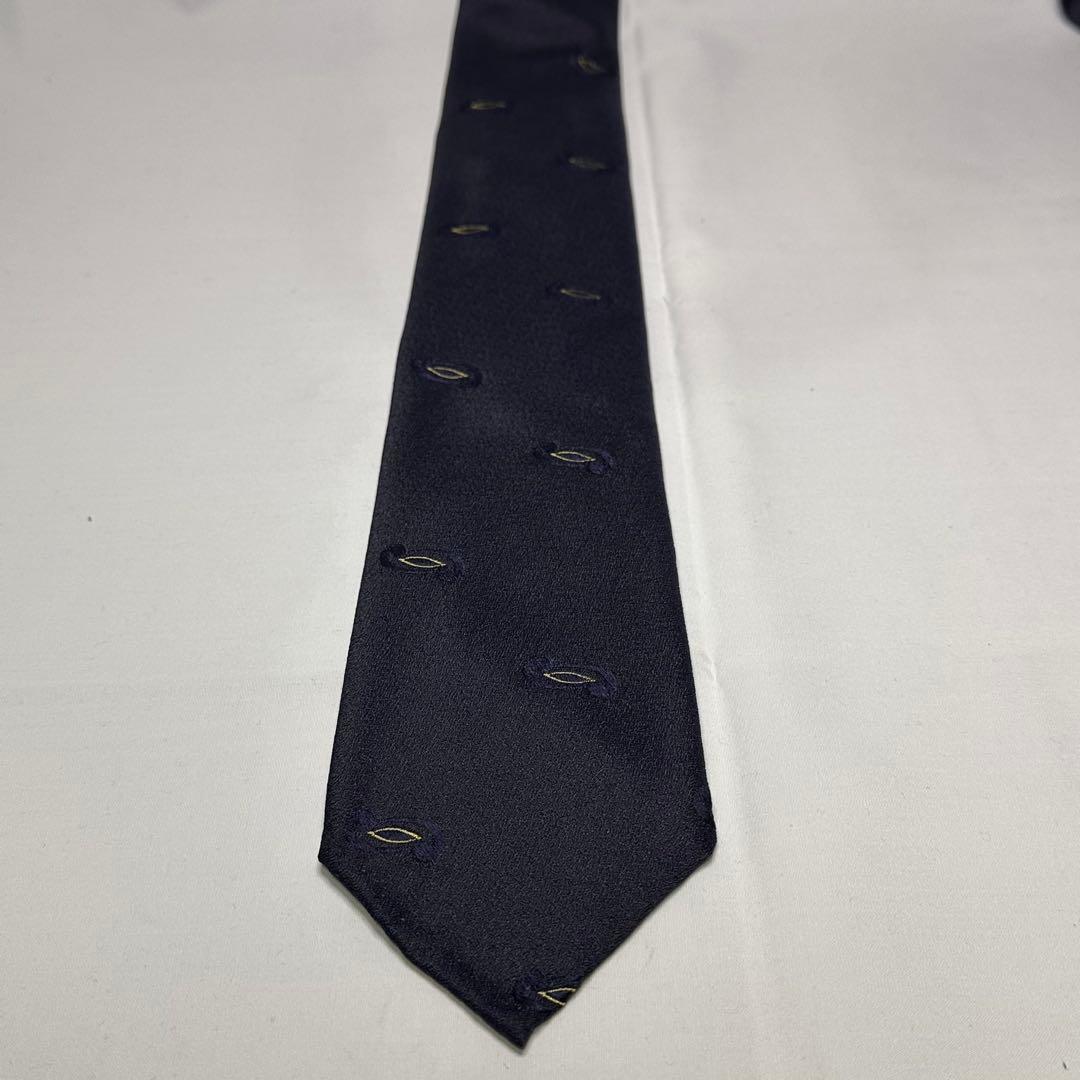 美品☆アットヴァンヌッチ☆ネクタイ☆ネイビー☆パターン柄☆セッテピエゲ☆643