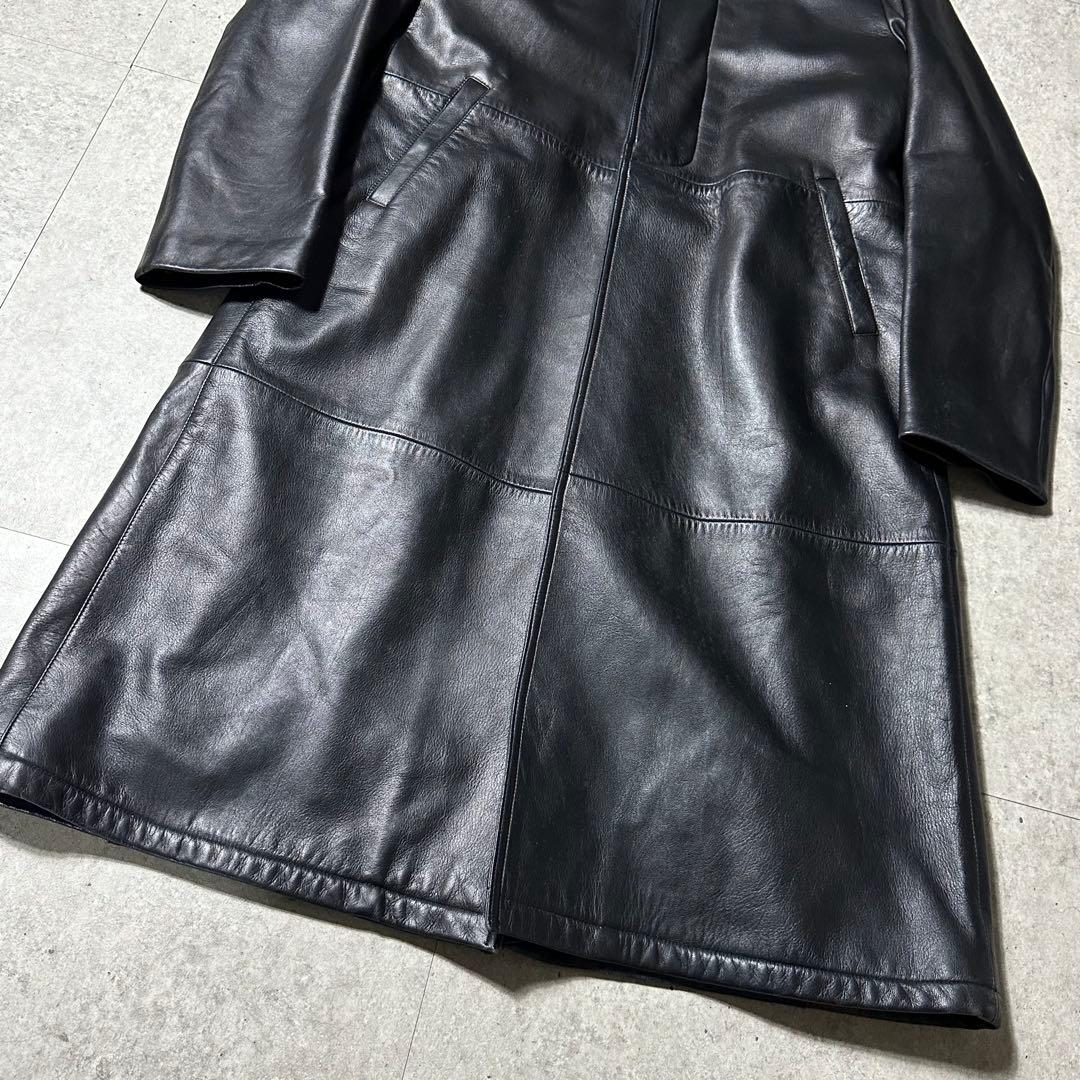 V*e様 希少 美品 EMPORIO ARMANI 羊革 ロングコート黒 レザー