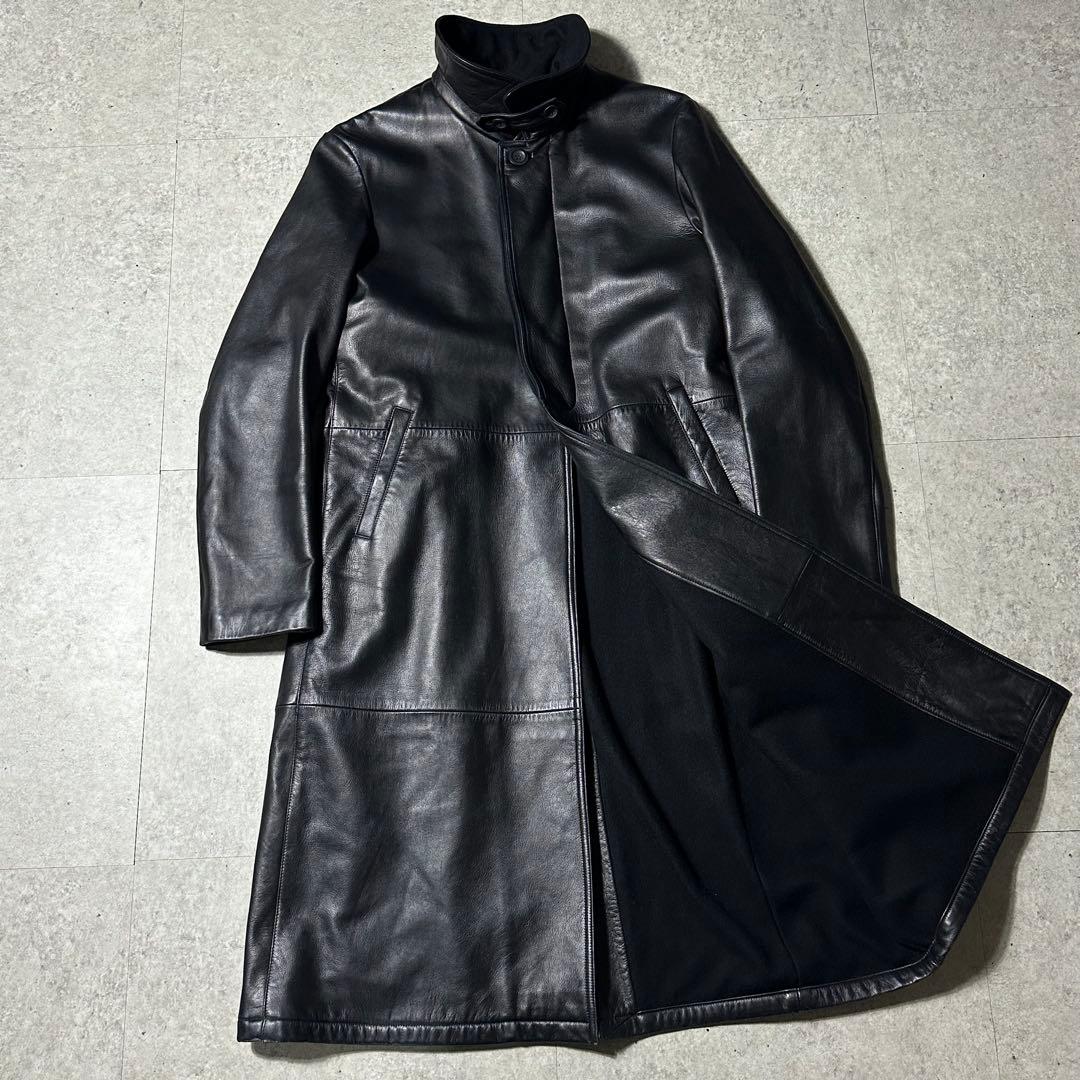 V*e様 希少 美品 EMPORIO ARMANI 羊革 ロングコート黒 レザー