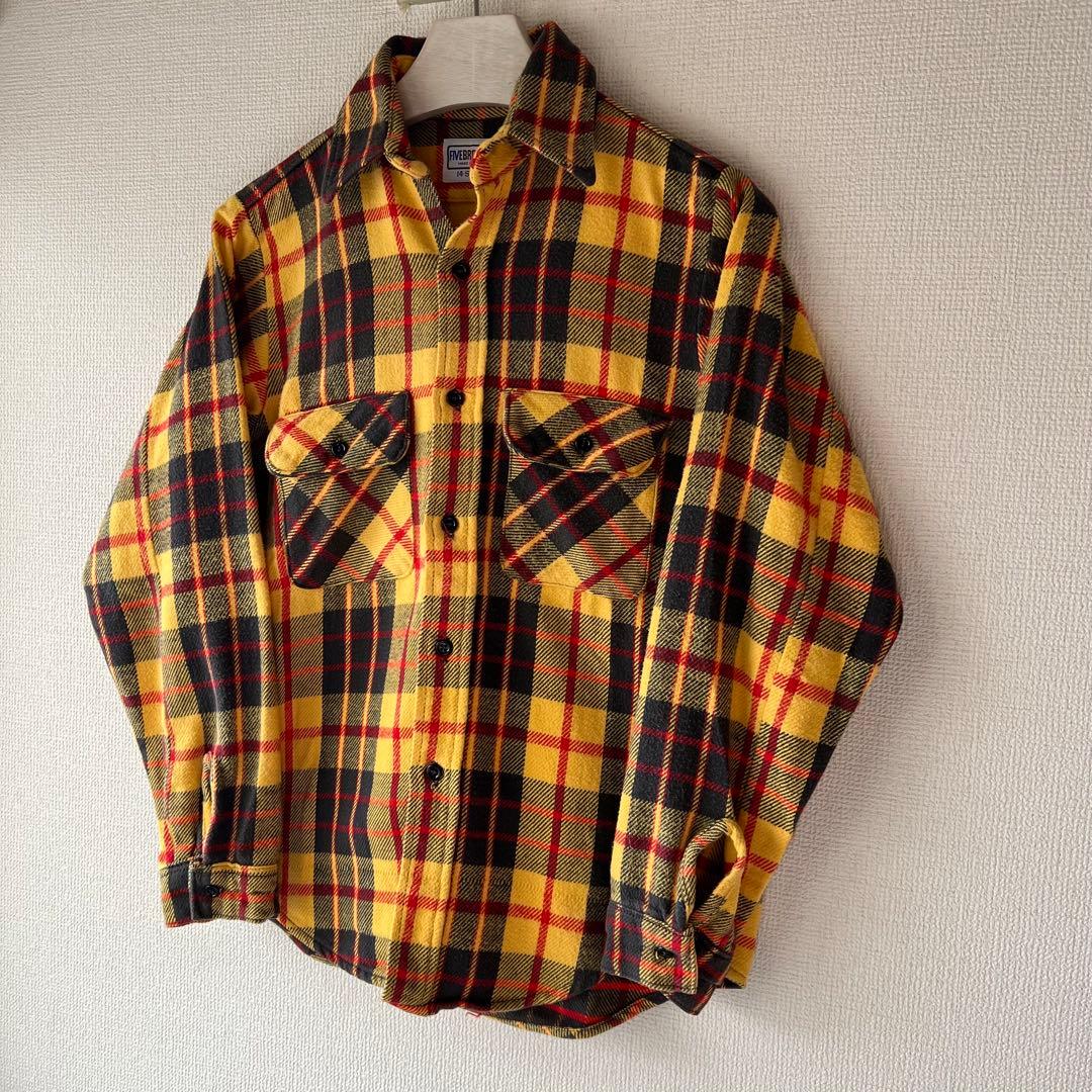 70s80s usa製 FIVE BROTHER ネルシャツ 裏ボーダー　良配色