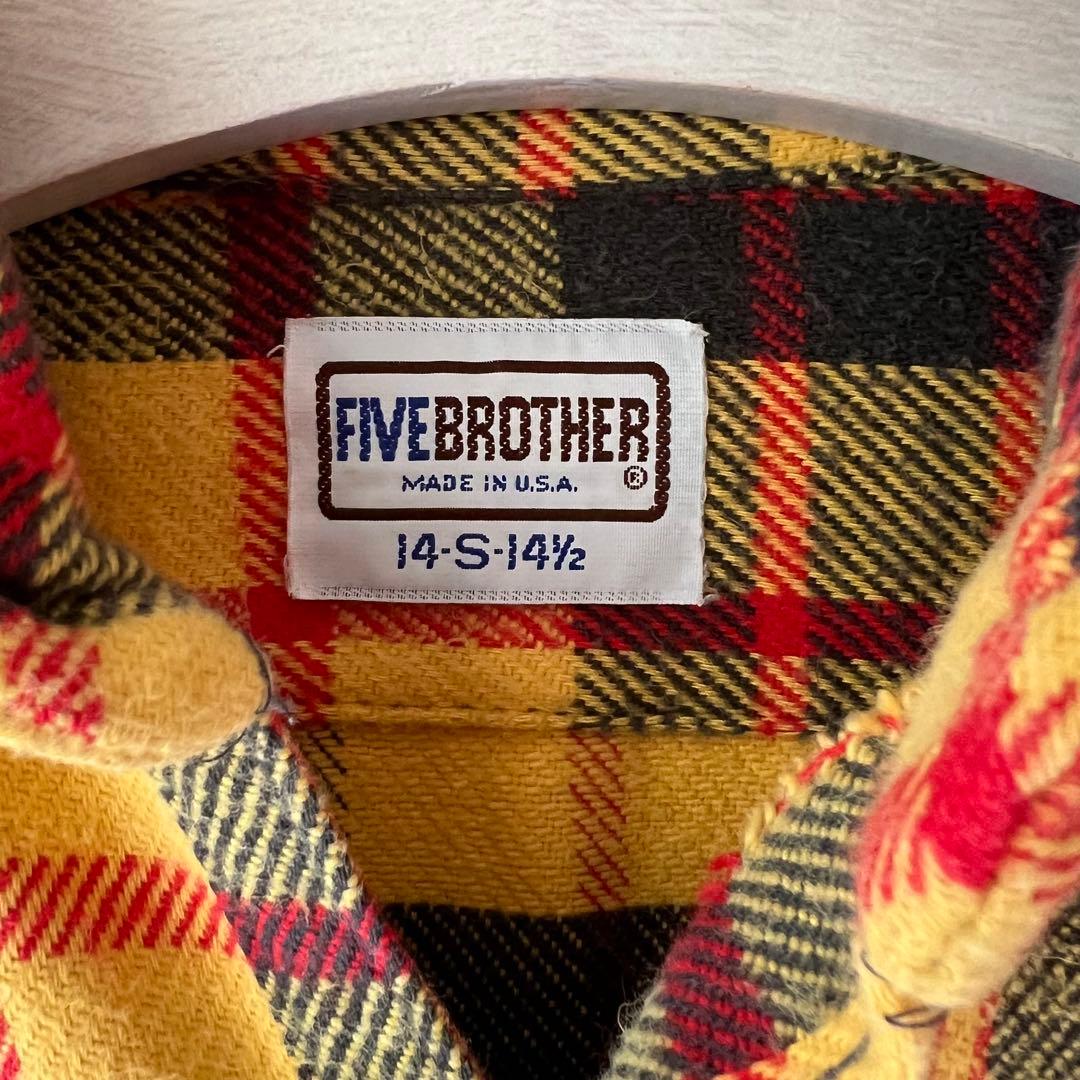 70s80s usa製 FIVE BROTHER ネルシャツ 裏ボーダー　良配色