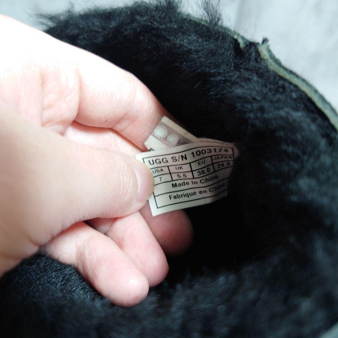 美品　UGG　ムートンブーツ　サイドリボン　ハワイ限定モデル　24cm 　黒