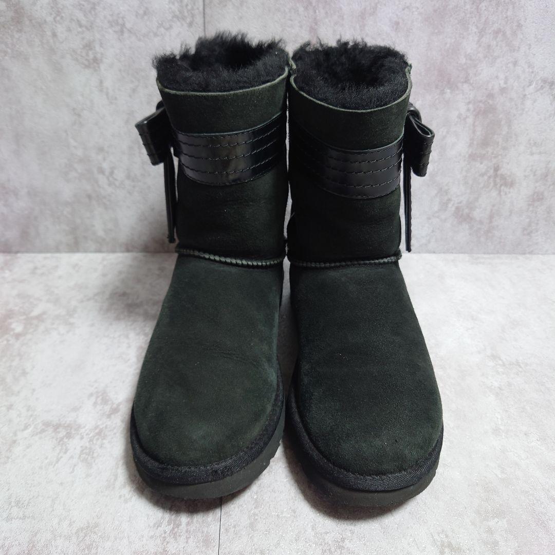 美品　UGG　ムートンブーツ　サイドリボン　ハワイ限定モデル　24cm 　黒