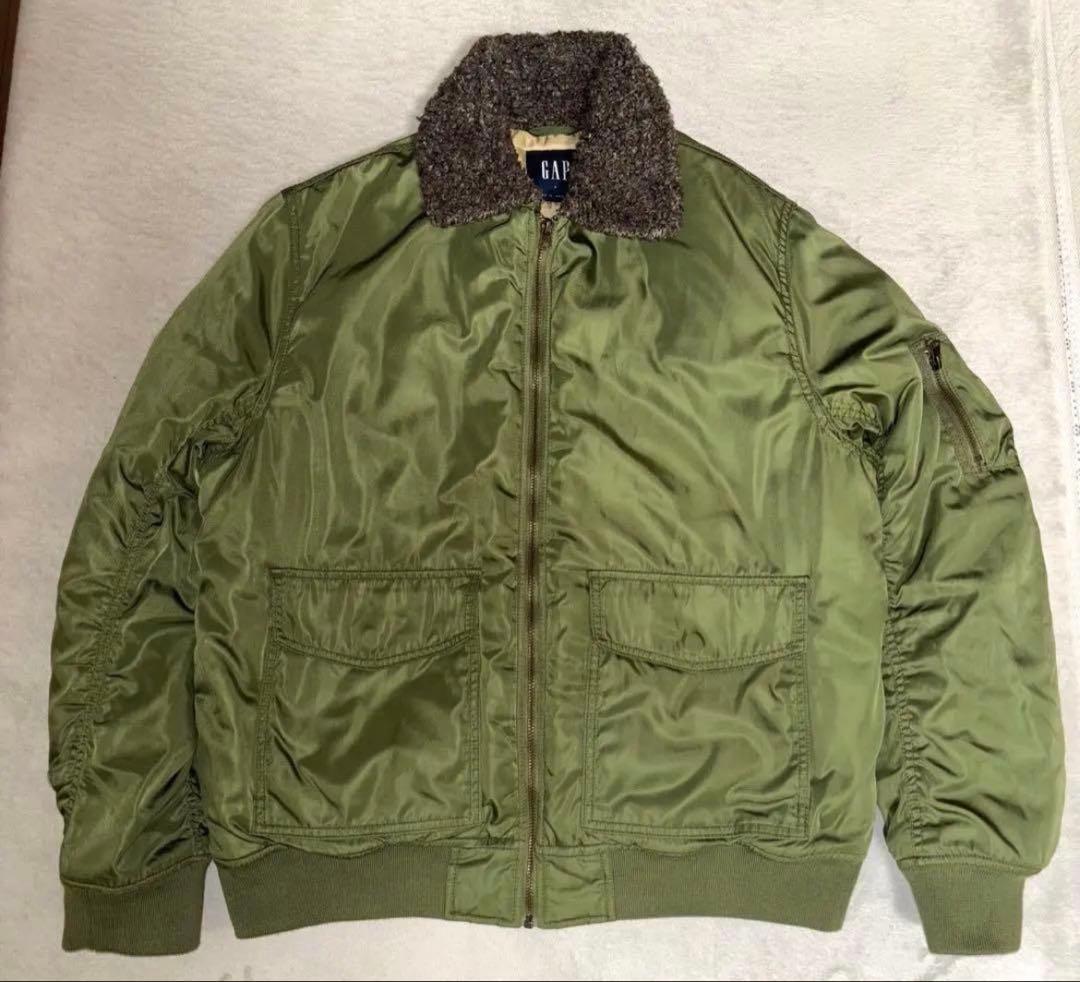 00s 【GAP】B-15 フライトジャケット ミリタリー ブルゾン カーキ　L