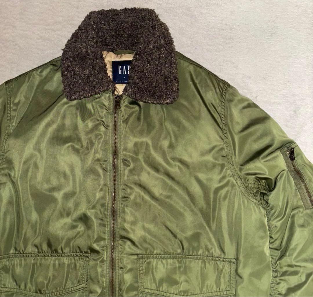 00s 【GAP】B-15 フライトジャケット ミリタリー ブルゾン カーキ　L