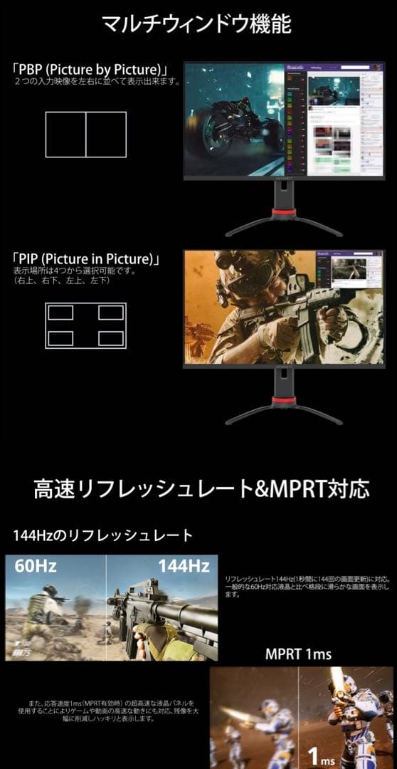 モニター台 Japannext 31.5 4k 144Hz