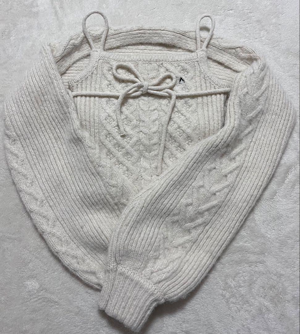 トップス andmary Heart cable knit set ivory