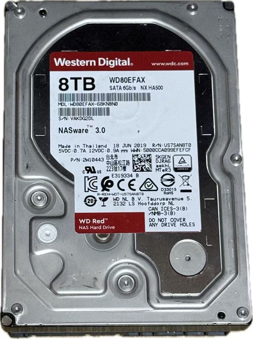 外付けハードディスク・ドライブ WD Red 8TB HDD WD80EFAX 120107