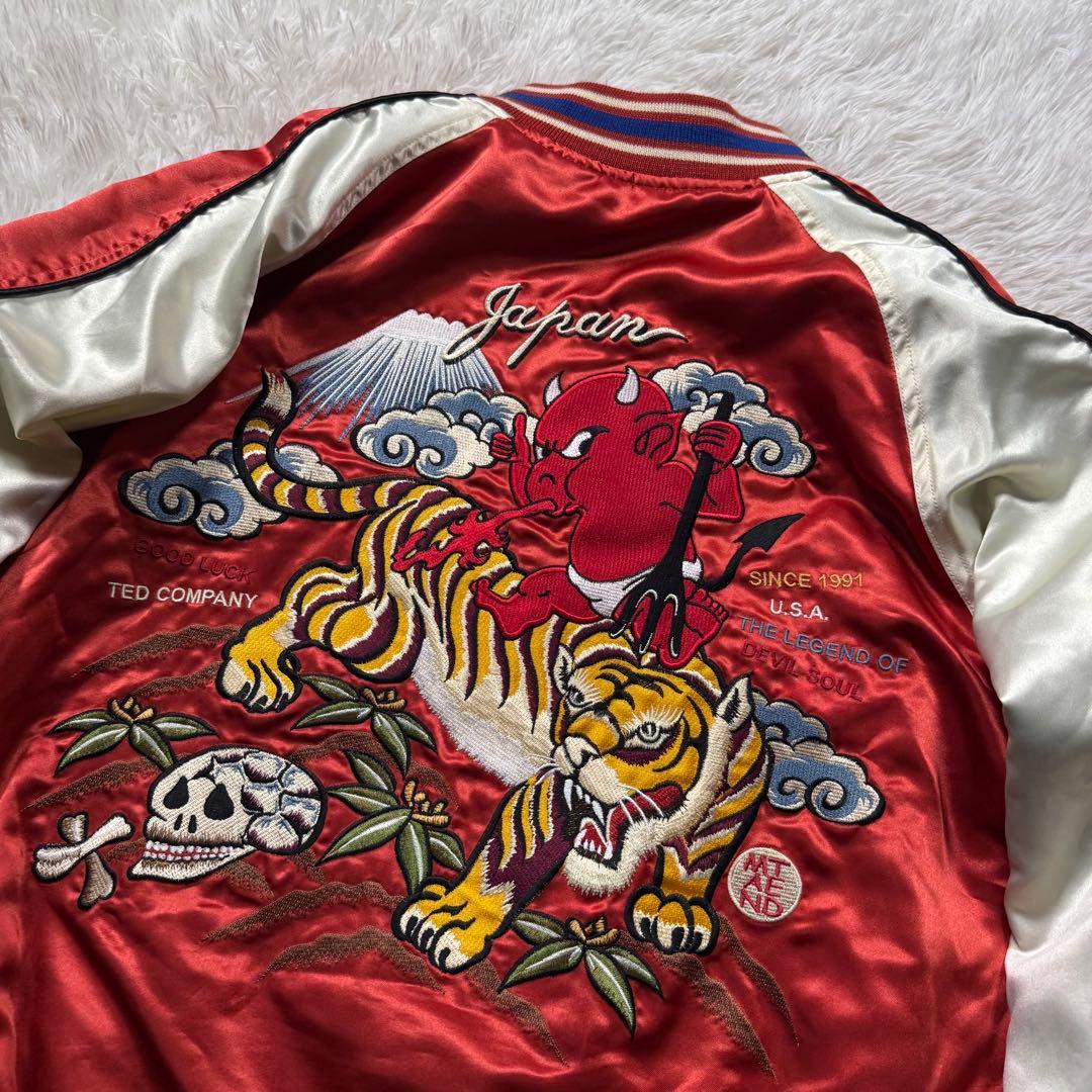 【超希少】テッドマン　XL スカジャン　リバーシブル　サテン　ベロア　刺繍　別珍