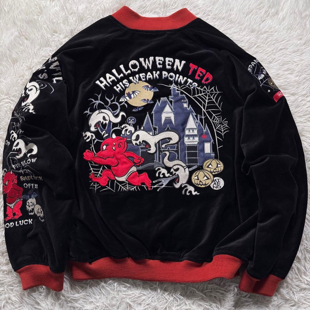 【超希少】テッドマン　XL スカジャン　リバーシブル　サテン　ベロア　刺繍　別珍