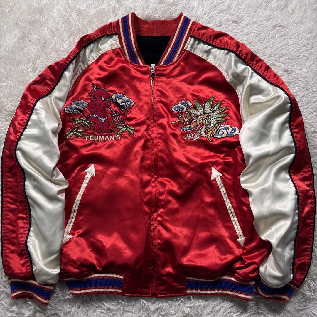 【超希少】テッドマン　XL スカジャン　リバーシブル　サテン　ベロア　刺繍　別珍