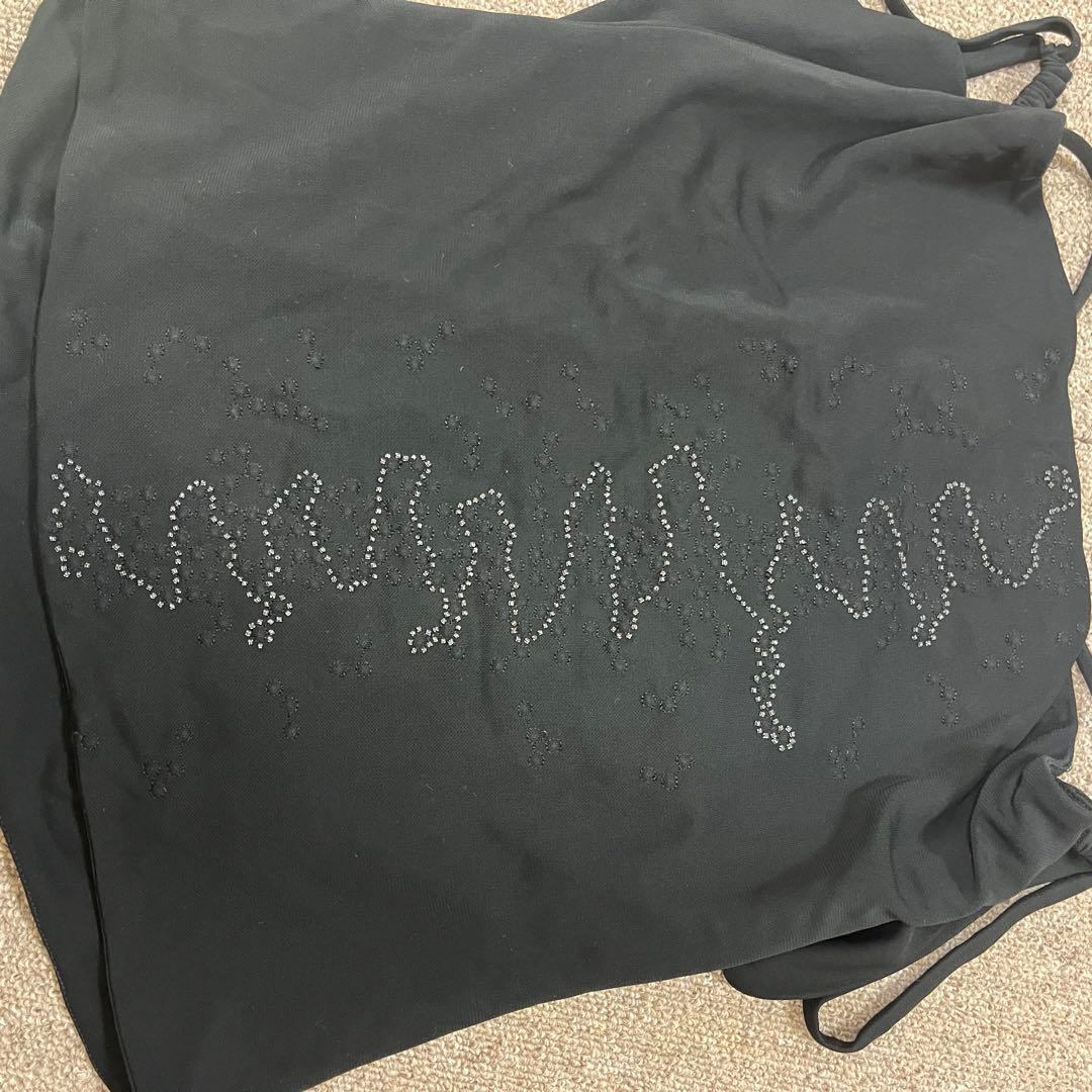 ヴェルサーチ versace 変形　肌みせ　キャミソール　ビーズ　黒　38