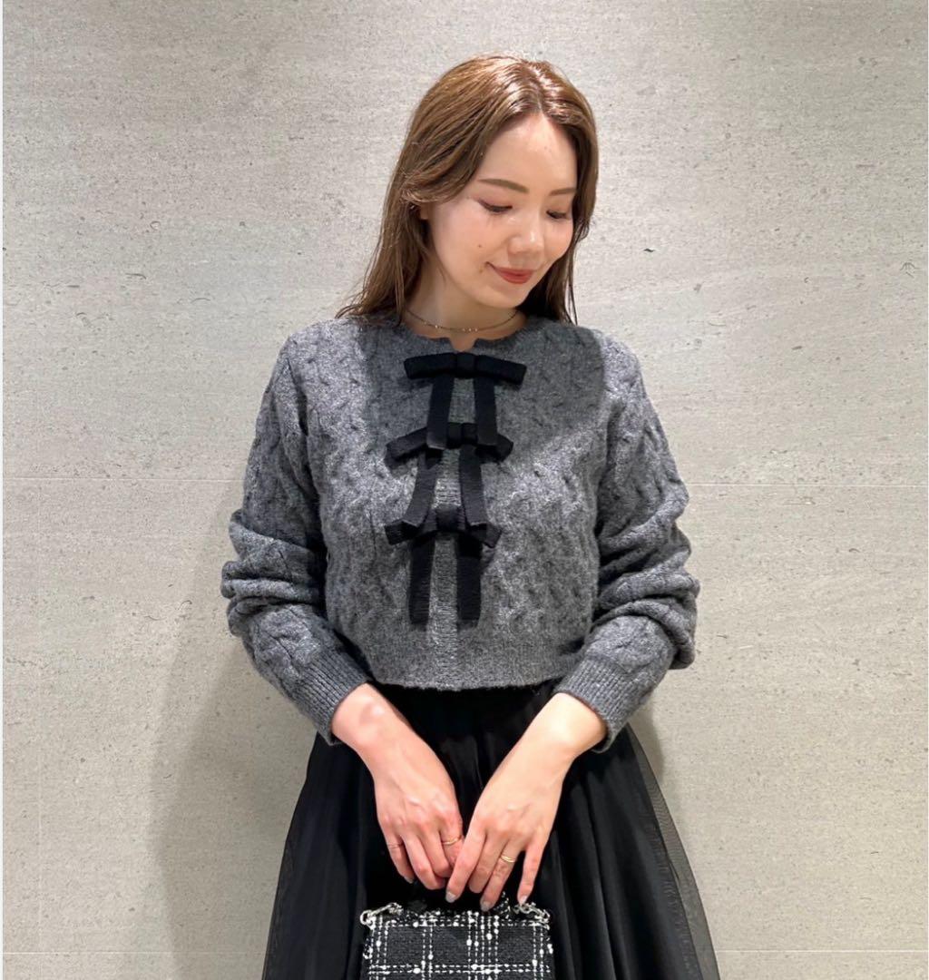 セルフォード リボンモチーフケーブルニットプルオーバー