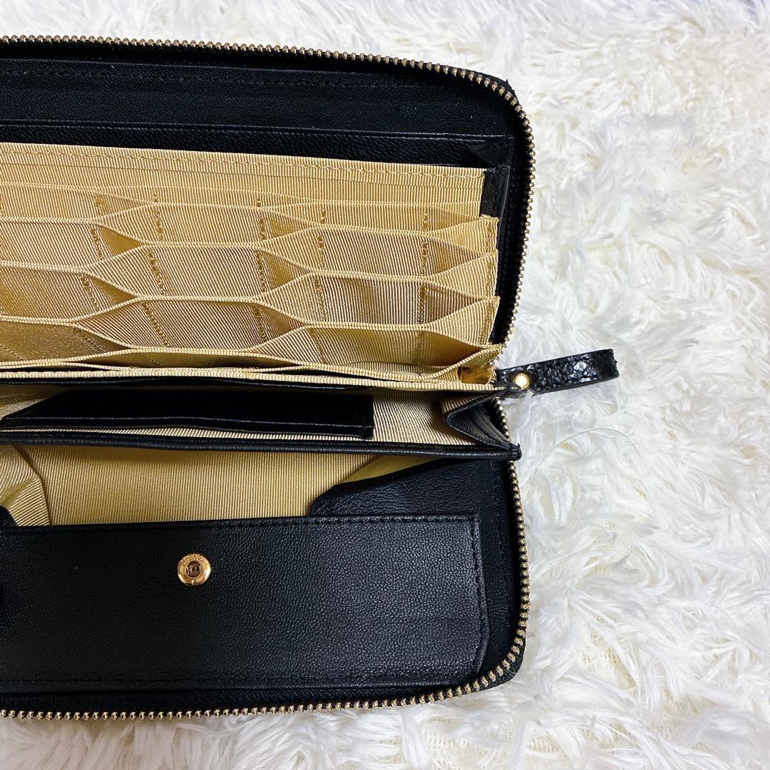 財布　パイソン　蛇革　長財布　本革　黒 ラウンドファスナー（ユニセックス対応）