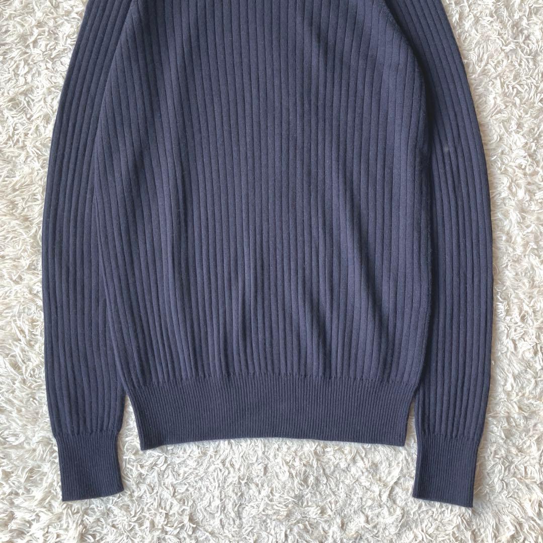 新品タグ無◯ドゥロワー カシミヤシルク リブ ニット ネイビー 2