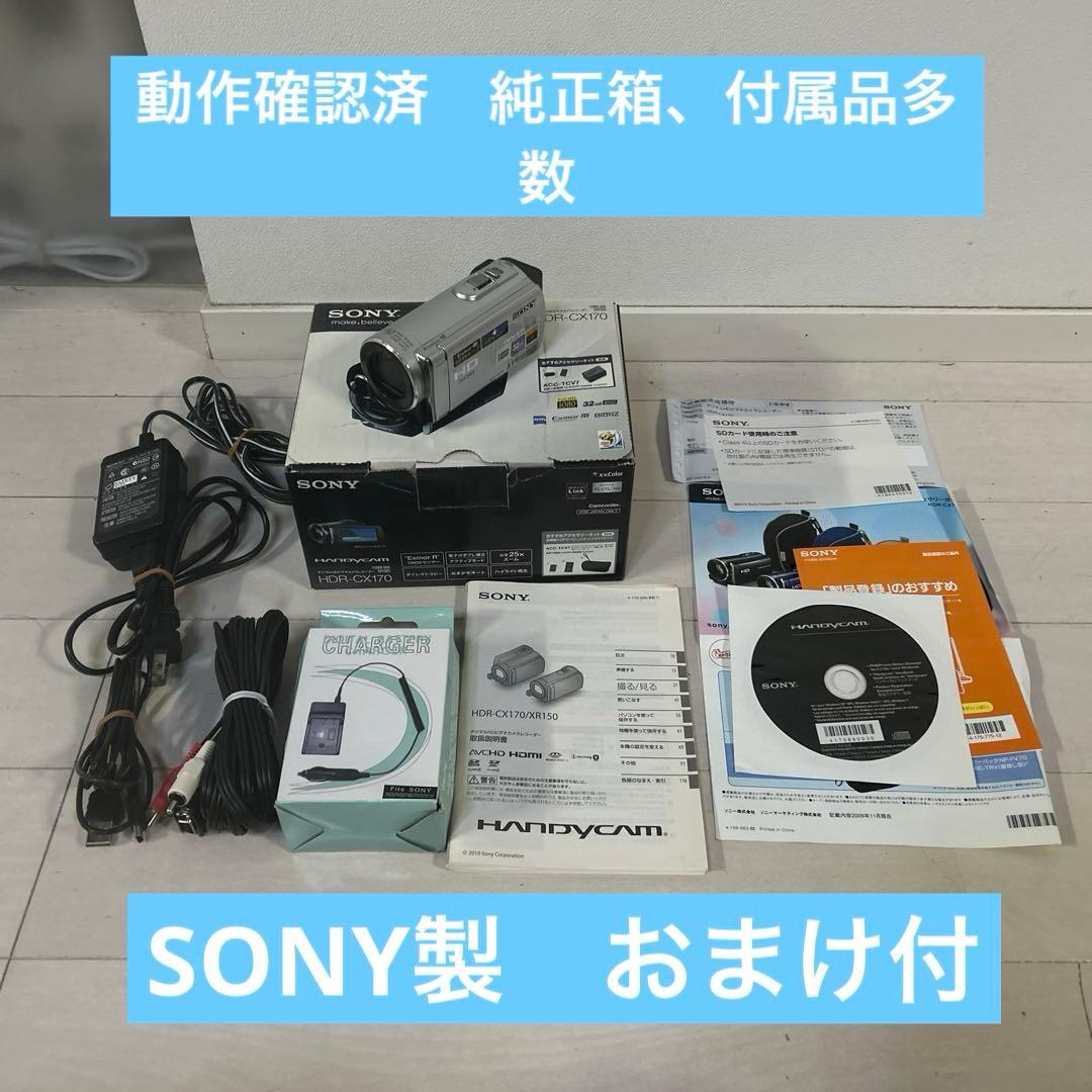 動作確認済　SONY HDR-CX170 ビデオカメラ　純正付属品多数　おまけ付