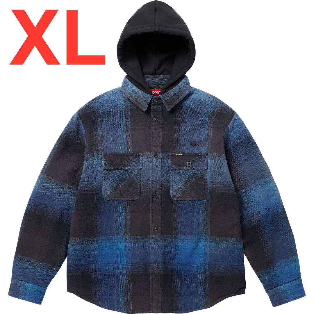 ジャケット・アウター Quilted Lined Hooded Flannel Shirt XL