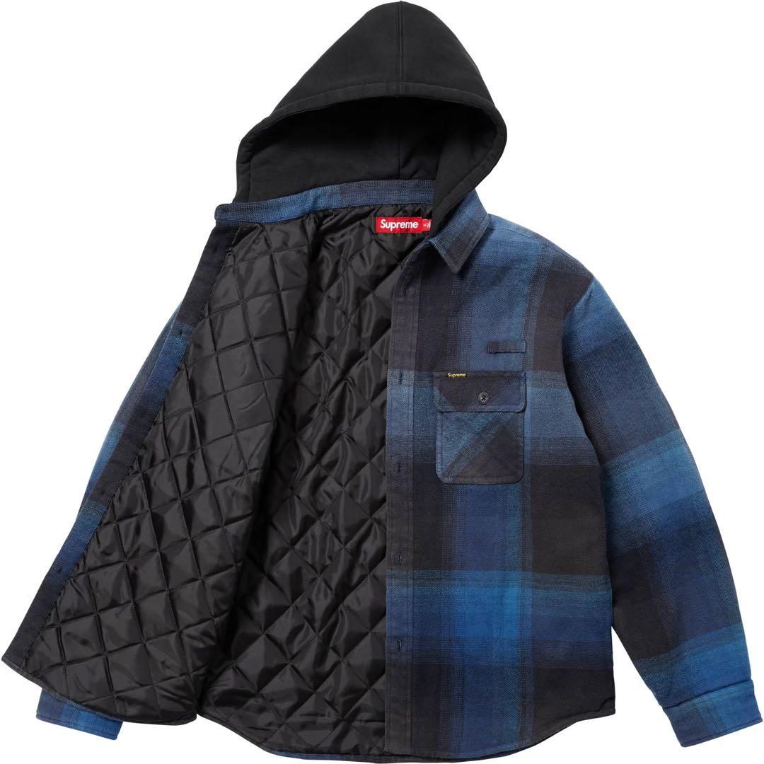 ジャケット・アウター Quilted Lined Hooded Flannel Shirt XL