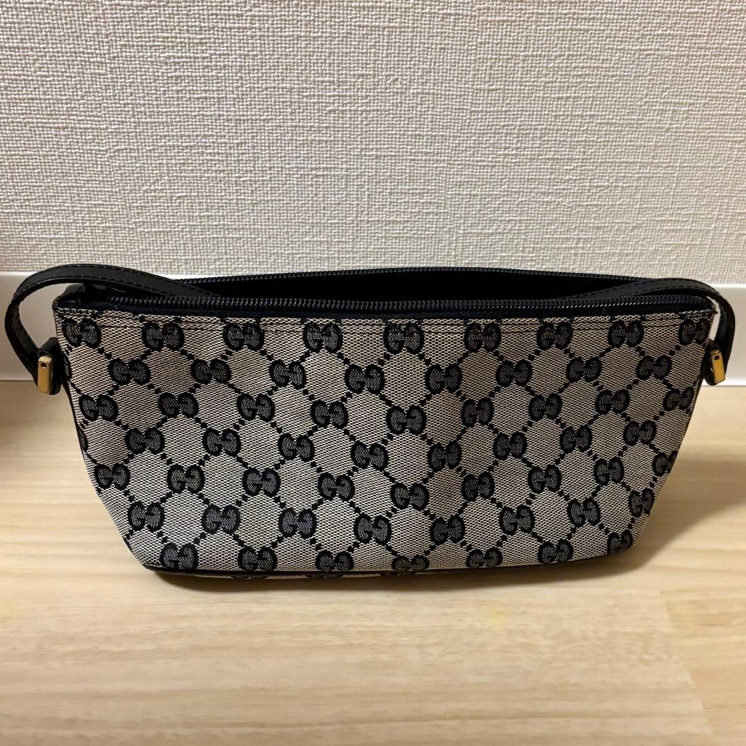 GUCCI アクセサリーポーチ ハンドバッグ GGキャンバス ブラウン