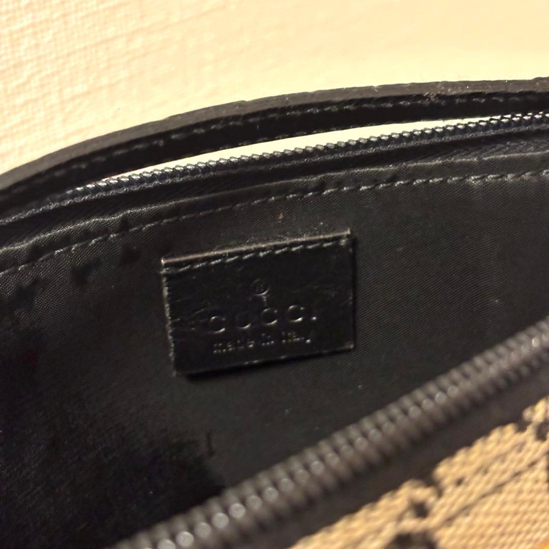 GUCCI アクセサリーポーチ ハンドバッグ GGキャンバス ブラウン