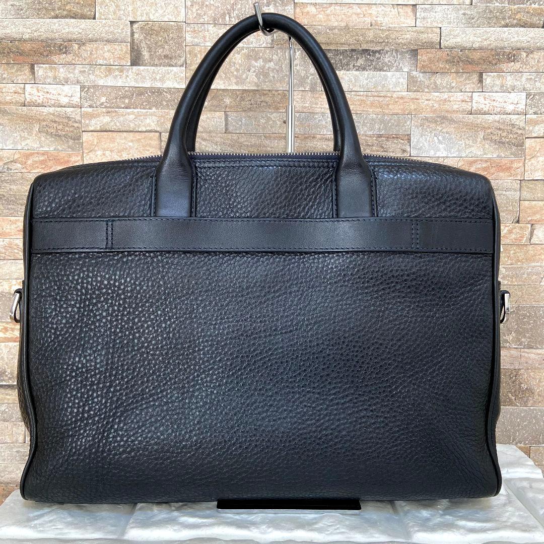 【美品】HUGO BOSS　ヒューゴボス　ビジネスバッグ　シボ皮　ブラック