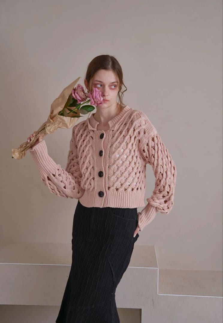 【pinue】アップルパイニットカーディガン（PINK）