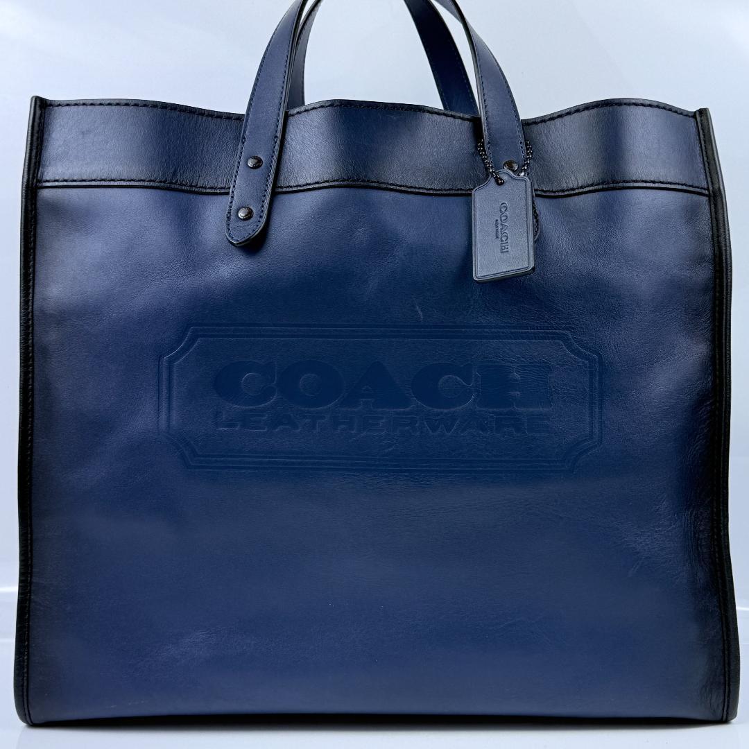 美品 COACH コーチ 2WAY フィールド トートバッグ40 ブルー