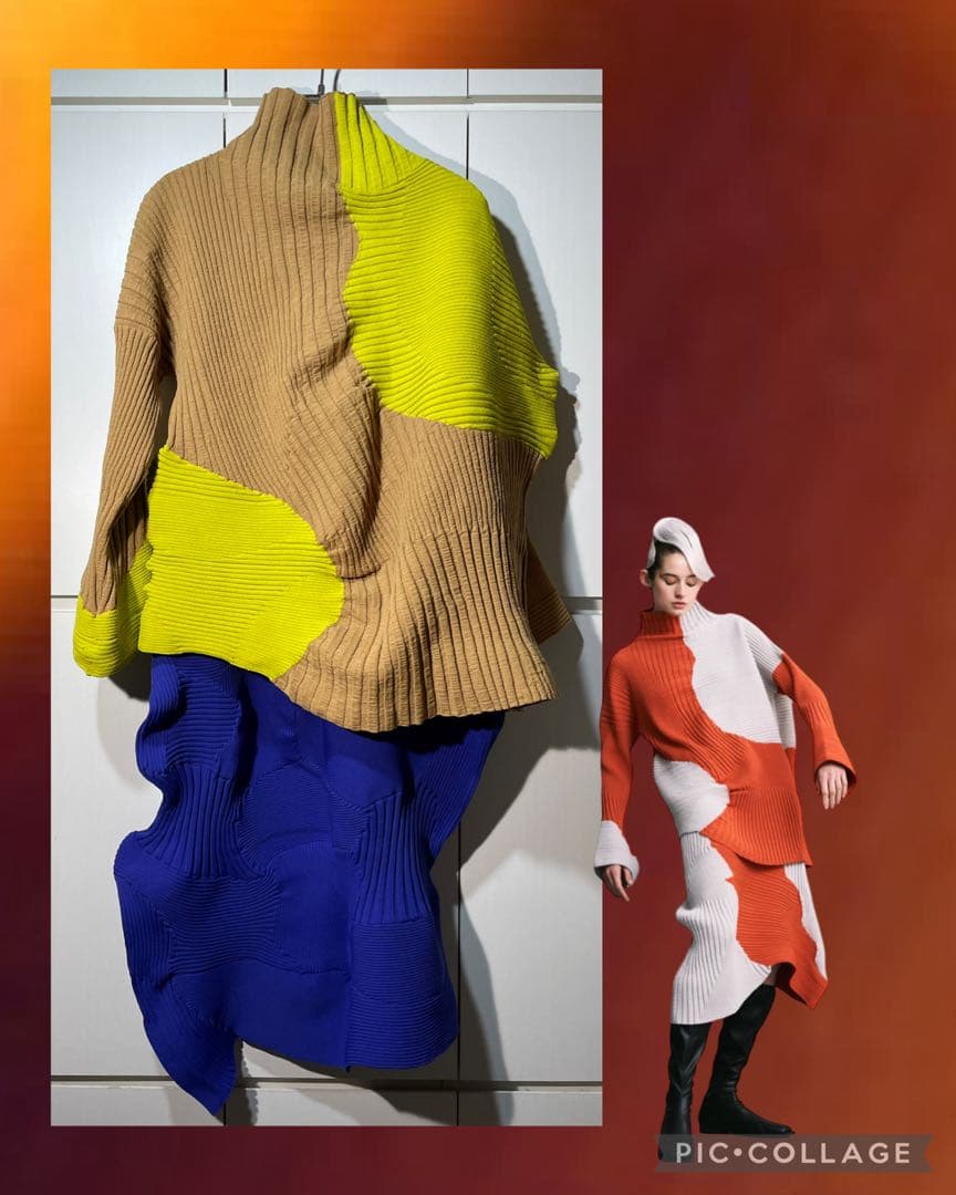 ISSEY MIYAKE 変形ニット トップス ベージュ黄 イッセイミヤケ