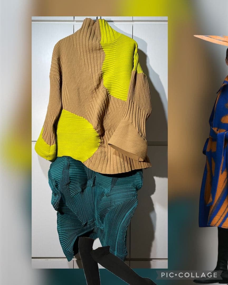 ISSEY MIYAKE 変形ニット トップス ベージュ黄 イッセイミヤケ