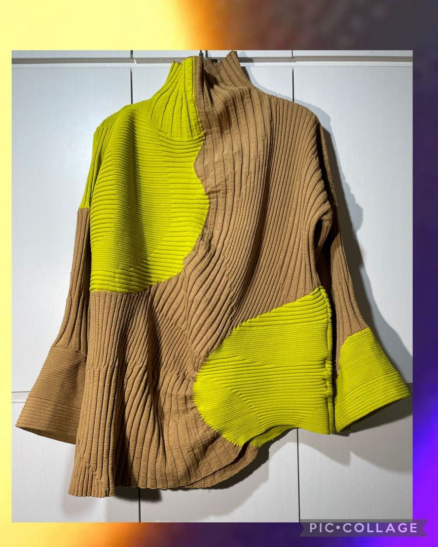 ISSEY MIYAKE 変形ニット トップス ベージュ黄 イッセイミヤケ