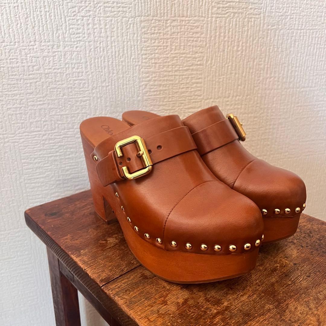 【新品未使用】Chloe JEANNETTEウェッジクロッグ　38サイズ