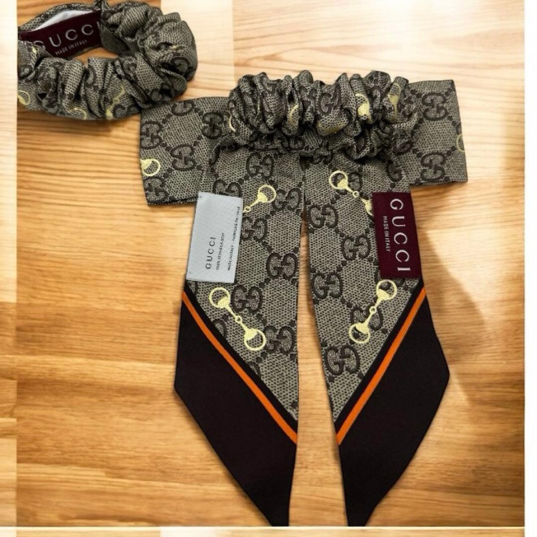 GUCCI GGパターン リボン シュシュ ホースビット 2点セット