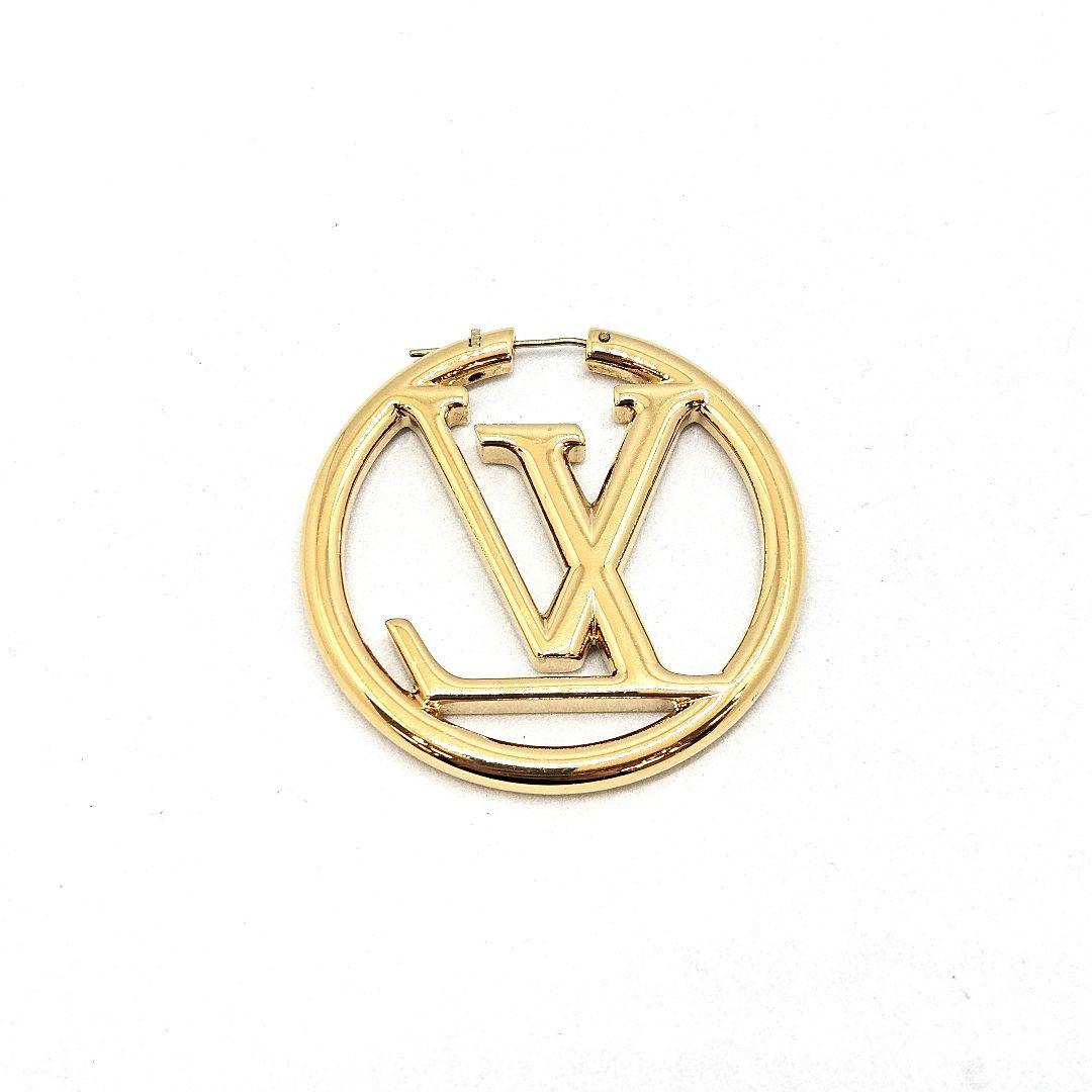 ルイ ヴィトン ルイーズ LVサークル フープ ピアス ゴールドカラー 片耳