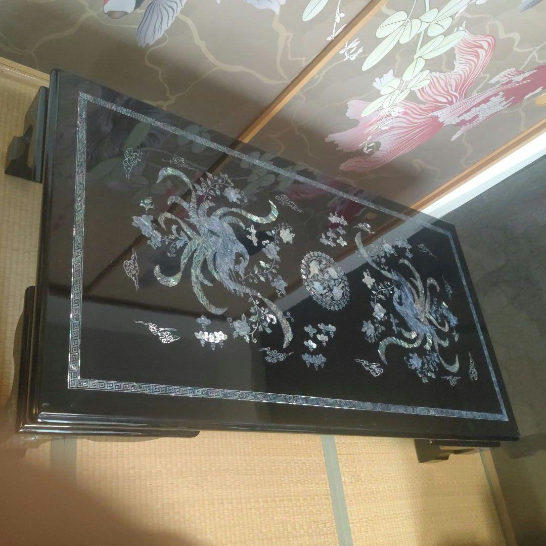 最終価格 高級螺鈿細工テーブル　鳳凰と亀