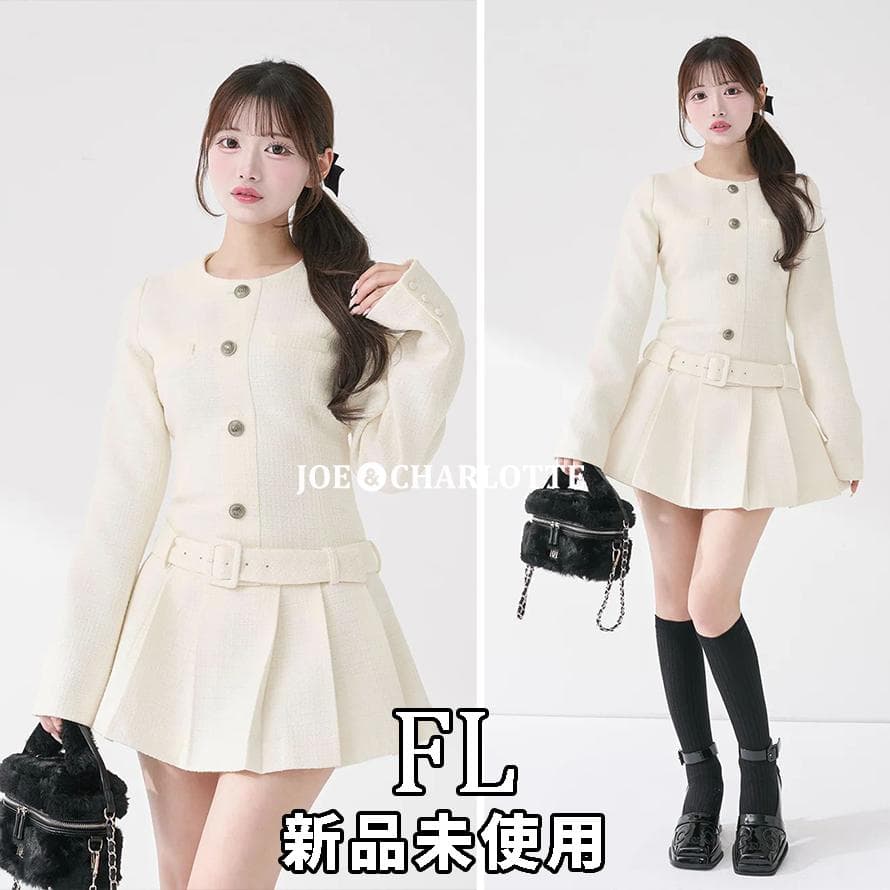 ダーリッチ darich ボックスプリーツツイードミニワンピース WHT FL