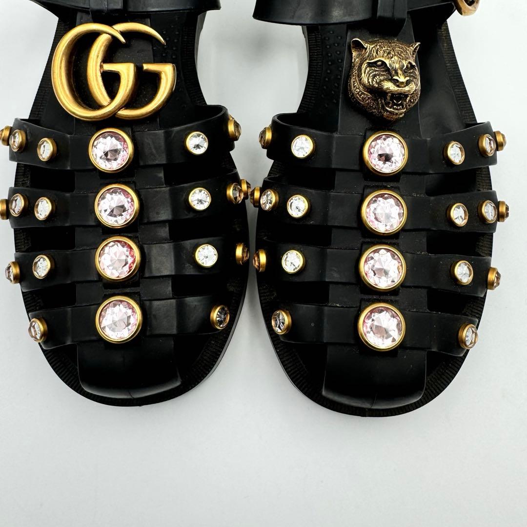 GUCCI ラバーサンダル　ブラック　マーモント　虎　サイズ36