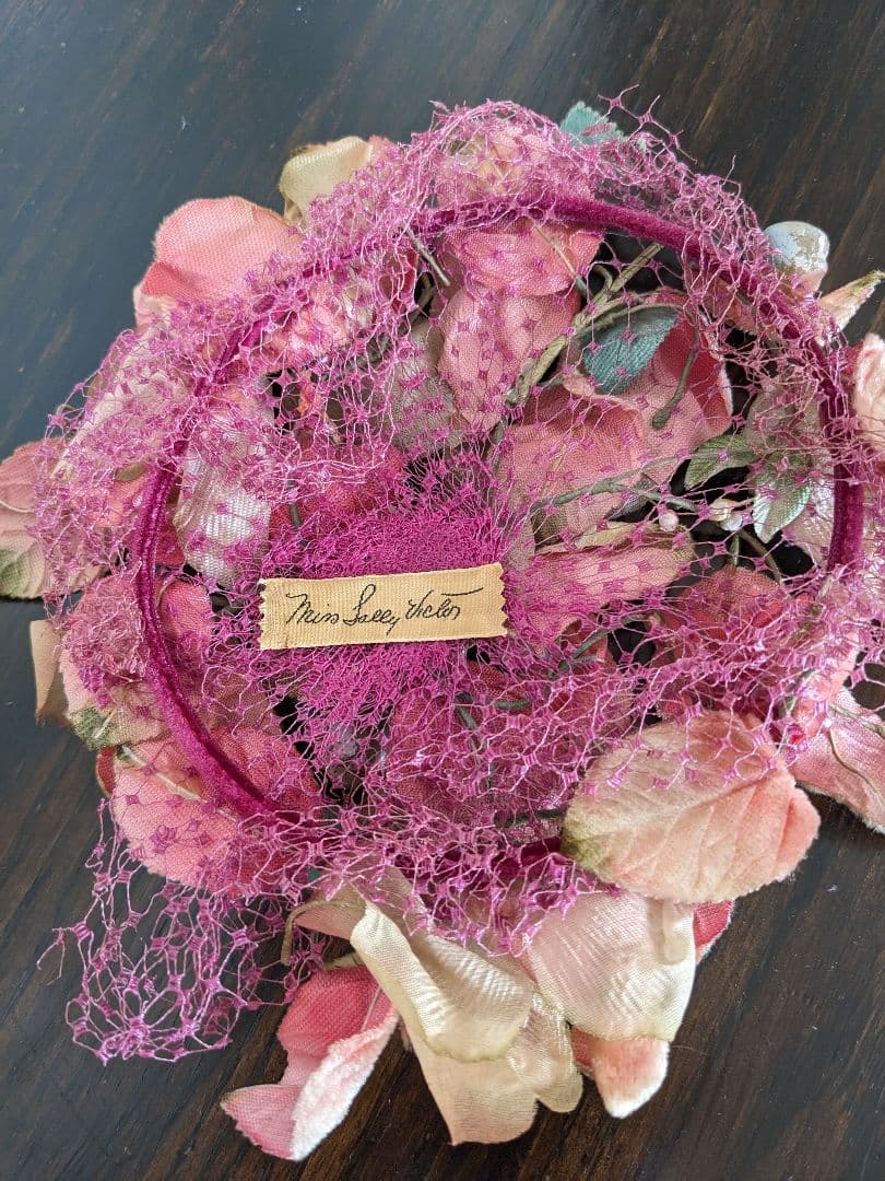 ヴィンテージ花帽子　アンティークヘッドドレス　ウエディング花冠　 成人式髪飾り