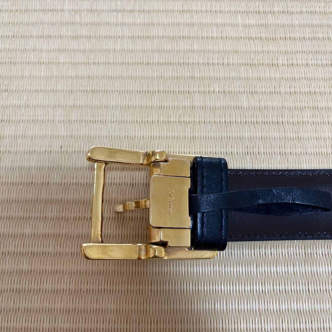 Cartier 黒ベルト 金色バックル